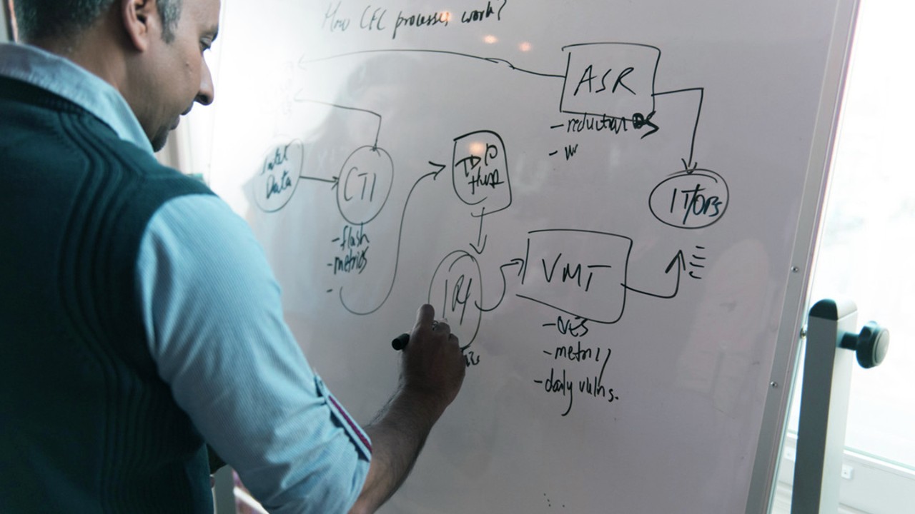 Man writing on whiteboard