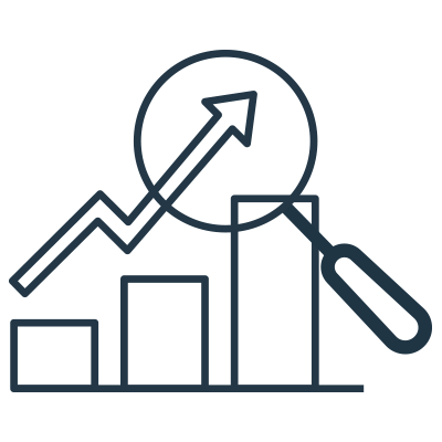 icon of a chart and magnifying glass